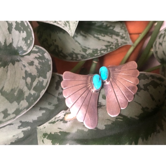 🌞🌵Sterling silver and turquoise wing earrings!!! - Picture 6 of 6